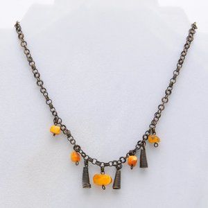 Amber Nuggets on Cable Chain Necklace -Vintage